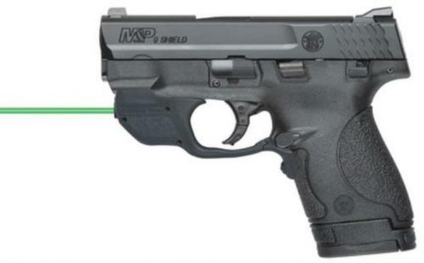 Smith & Wesson, M&P Shield, Semi-automatic, Striker Fired, Compact, 40 S&W, 3" Barrel, Polymer Frame, Black,Wgite Dot Front and Low Profile Carry Rear Sight, Crimson Trace Green Laserguard, Thumb Safety, 6Rd & 7Rd, 2 Magazines