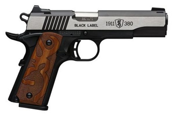 Browning 1911 Black Label Medallion, .380 ACP, 4.2", 8rd, Black Frame, Stainless Slide