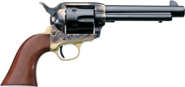 Uberti 1873 Cattleman Brass, .22 LR, 5.5", 6rd, Walnut Grips, Case-Hardened