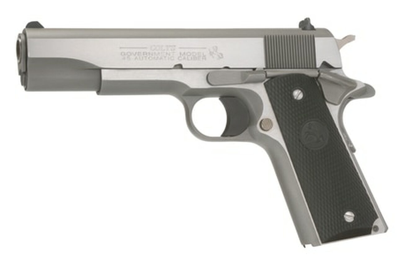 Buy Colt 1991 Series Government 45 Acp 5″ Barrel Black Poly Grip Stainless 7rd Online For Sale 5234