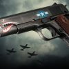 Auto Ordnance Squadron Special Edition WW2 1911 45 ACP, 5" Barrel, Black/Gray Cerakote, Wood Grips, US Logo, Adj Rear Sight, Custom Engraved to Resemble a WW2 Fighter Plane, 7rd - Image 2