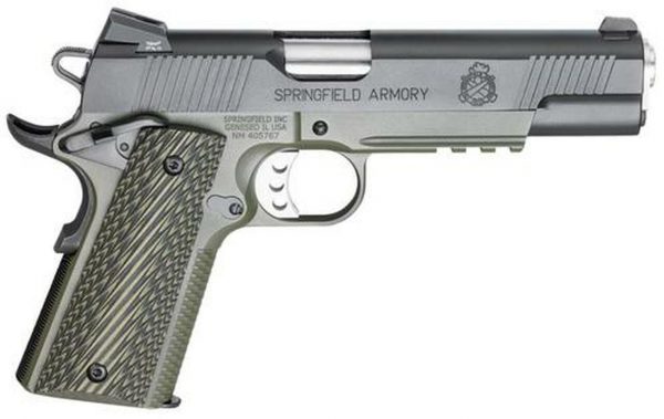 Springfield 1911 Loaded M.C. Operator 45 ACP 5" Barrel OD Green Frame, G10 Grips 7rd Mag