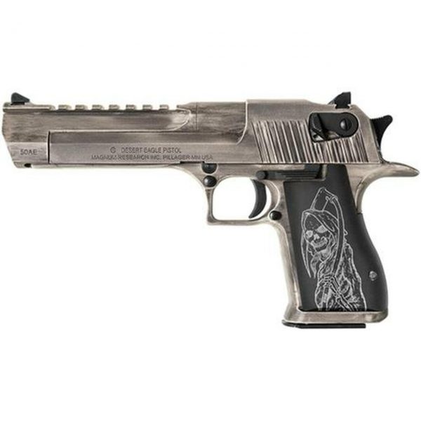 Magnum Research Desert Eagle 44 Mag Grim Reaper Tungsten Cerakote Finish, Reaper Grips, 8 Rd Mag