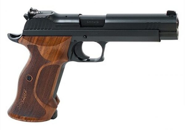 Sig P210 Target Single 9mm, 5", Walnut Grip, Black Nitron Stainless Steel, 8rd - Image 2