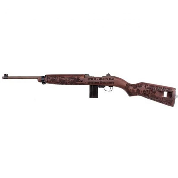 Auto Ordnance Iwo Jima Commemorative M1 Carbine Rifle, 30 Carbine, 18" Barrel, Olive DrabGreen under Distressed Copper Cerakote, Engraved Walnut Stock, 15Rd, Features Engravings memorializing "Operation Detachment" on Iwo Jima