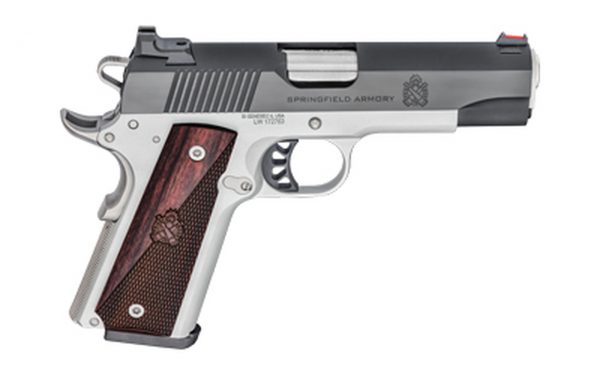 Springfield Ronin Operator 1911, Full Size, 9mm, 4.25" Barrel, Blued Slide, Satin Aluminum Cerakote Steel Frame, Wood Grips, 9 Round, Fiber Optic Front Sight