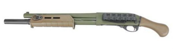 Remington Custom Shop Tac-14 DEMO, 12 Ga, 14" Ported, Ext. Mag Tube, OD Green/FDE, Demo Model