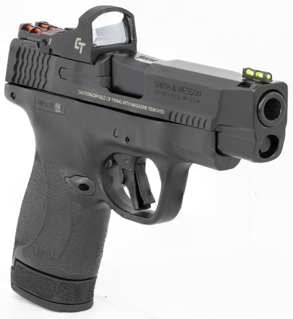 Smith & Wesson, Shield Plus, Performance Center, Includes Crimson Trace Red Dot, Striker Fired, Micro Compact, 9mm, 4" Barrel, Optics Ready, Polymer Frame, No Thumb Safety, Fiber Optic Sights, Flat Face Trigger, 2 Mags, 1-10Rd 1-13Rd, Black - Image 2