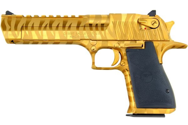 Desert Eagle .50 A.E. Mark XIX Titanium Gold with Tiger Stripes