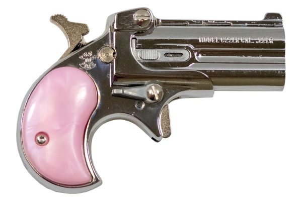 22LR Derringer with Chrome Finish and Pink Pearl Grips